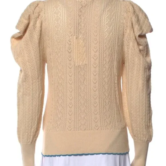 NWT LoveShackFancy Rennley Knit Sweater in Beige M $326 - Picture 8 of 8